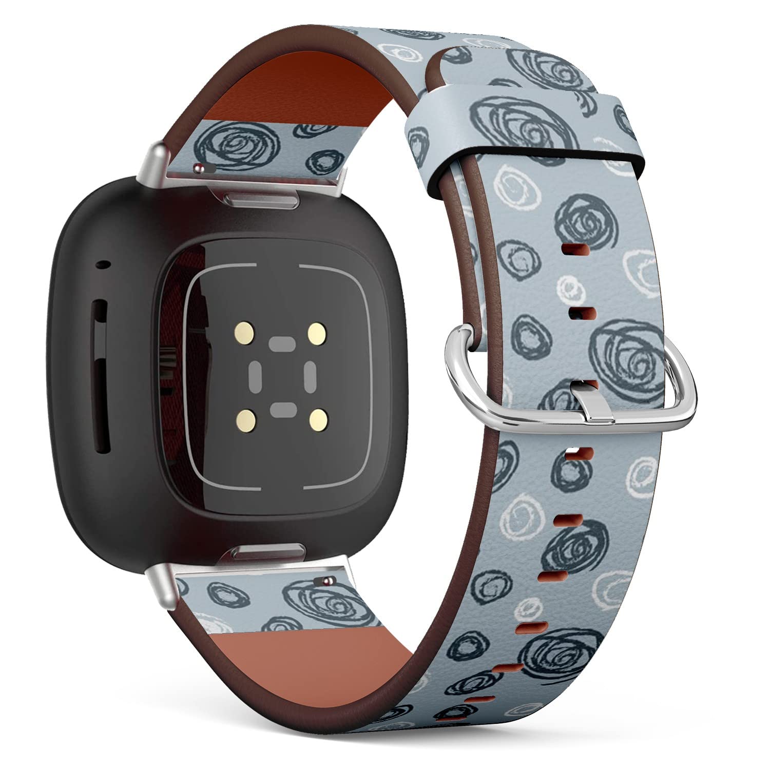 CJBROES Replacement Leather Watch Band, Compatible with Fitbit Versa 3 and Fitbit Sense of Wristband Bracelet Accessory - Circle Retro