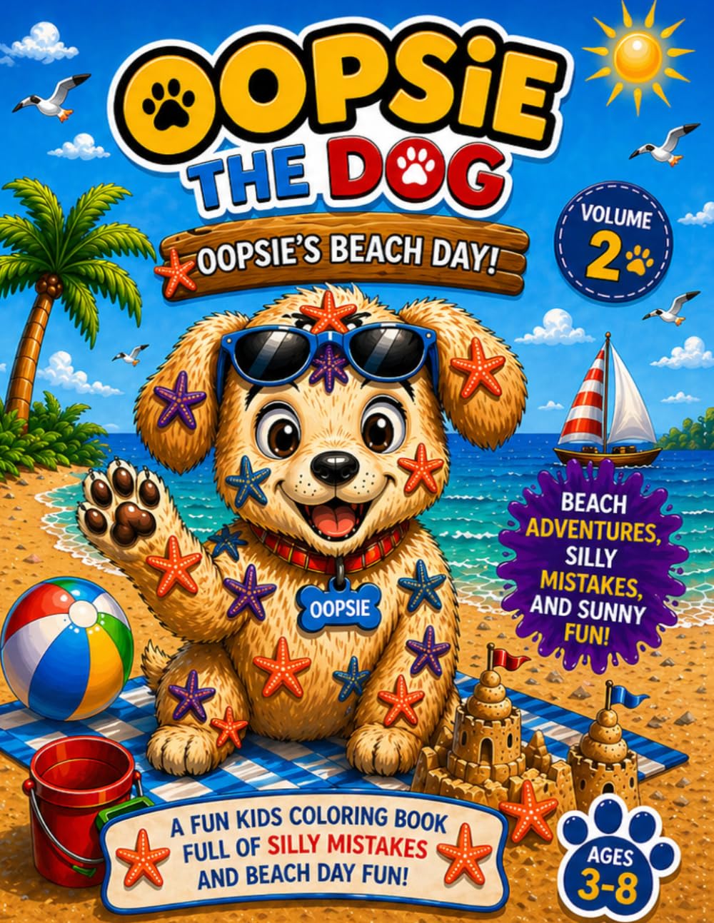 Oopsie the Dog: Beach Day Adventures: A Fun Kids Coloring Book Full of Silly Beach Mistakes and Learning Moments (Oopsie the Dog Adventures)