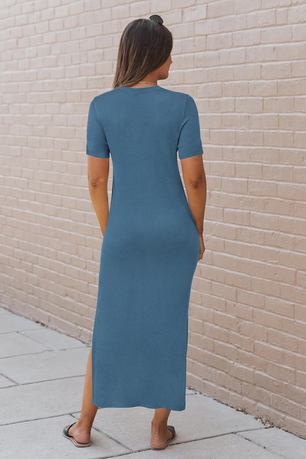 Arach&Cloz Women's Wool Blend Lightweight Spring Casual T Shirts Maxi Dress 2026 - Image 5