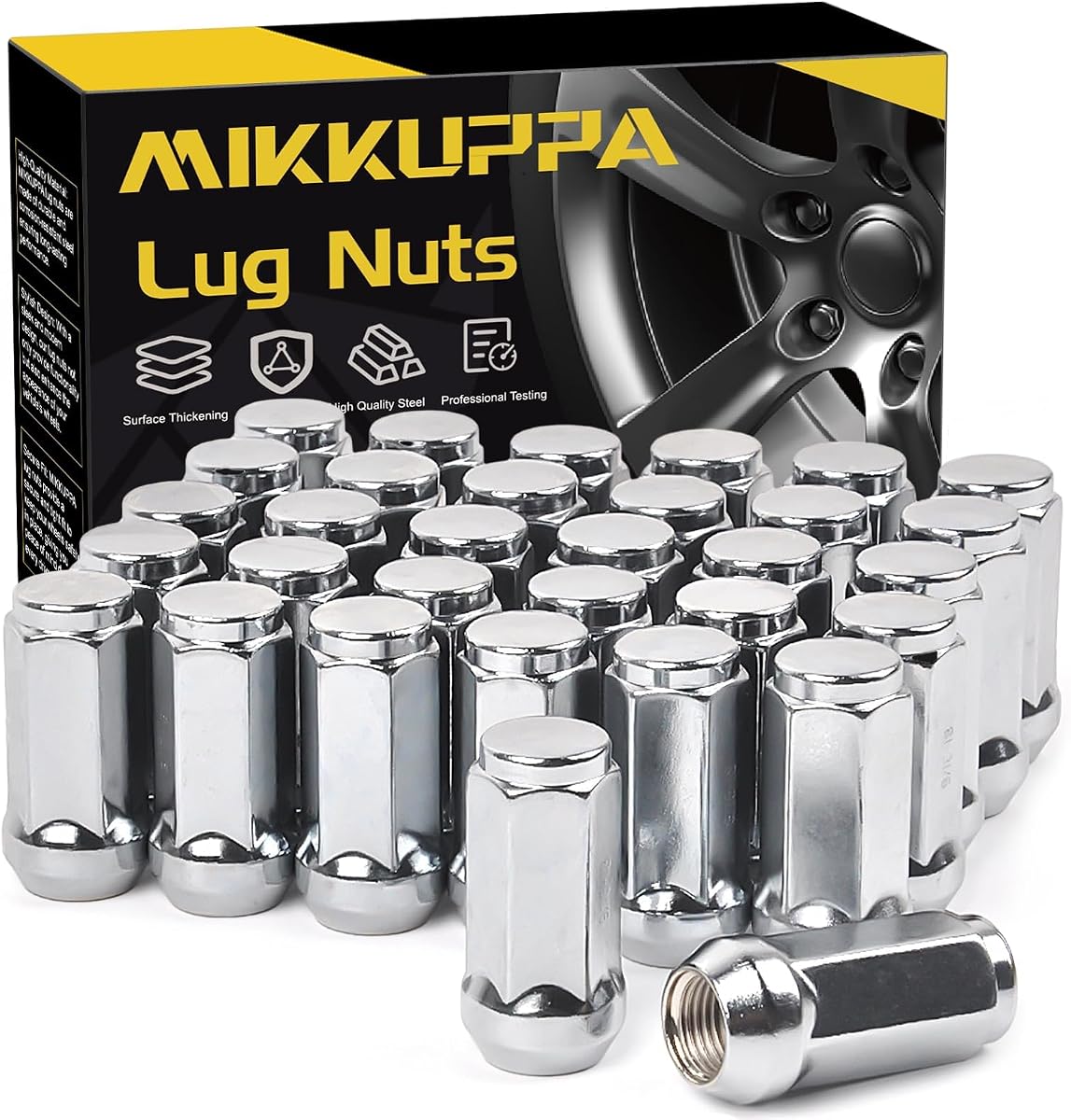 MIKKUPPA Tuercas de rueda 9/16-18, cromadas 32 tuercas de extremo cerrado hexagonales de 19 mm | Repuesto para Dodge Ram 1500 2002-2010, Dodge Ram 2500/3500 1994-2010, F250/F350 1984-1997, rueda de repuesto J20 1974-1988.