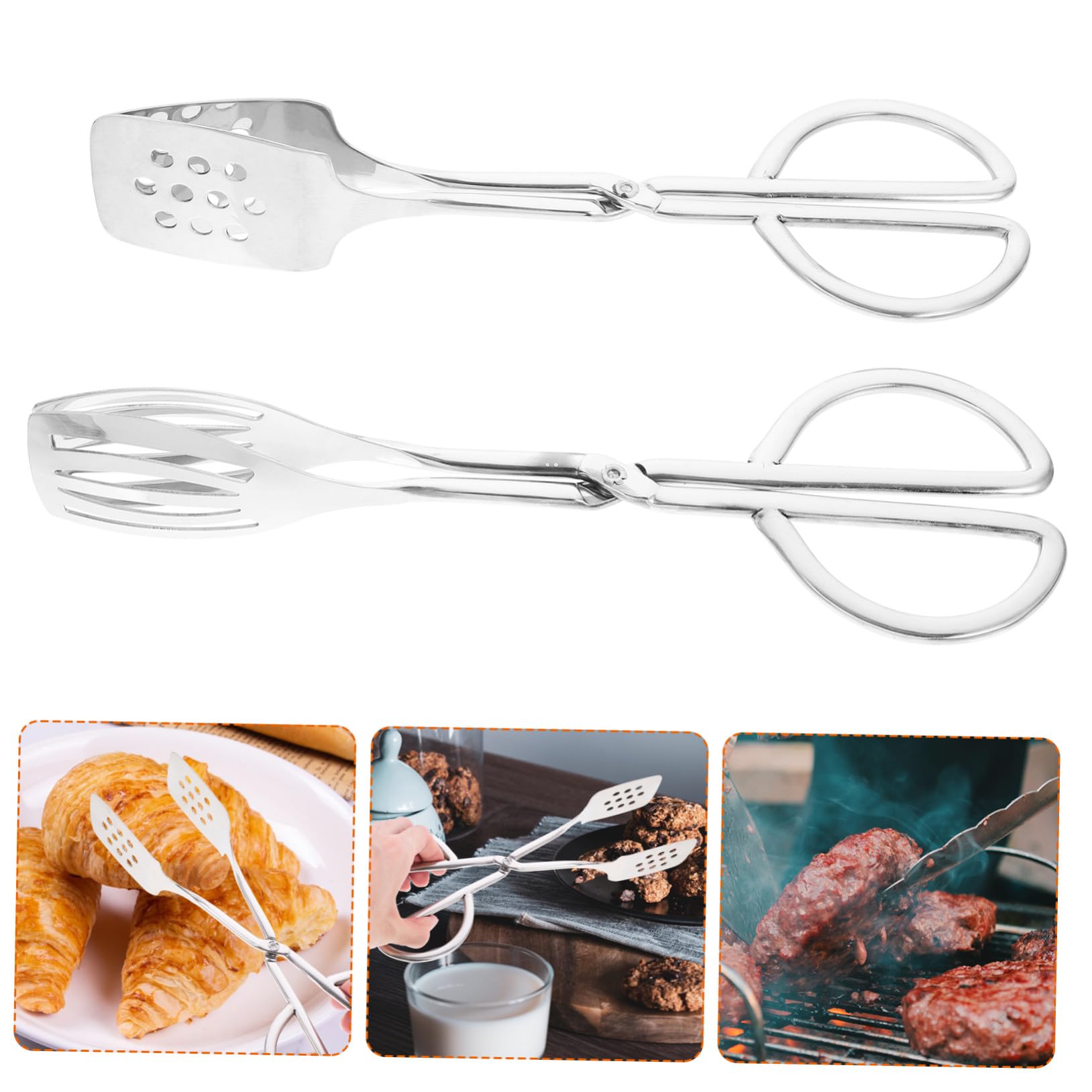 BESTYASH 2 pezzi Pinze per Alimenti in Acciaio da Clip Saldatura Faccia con Pinze Robuste per Insalata Buffet e Barbecue Utensili Cucina Multifunzione