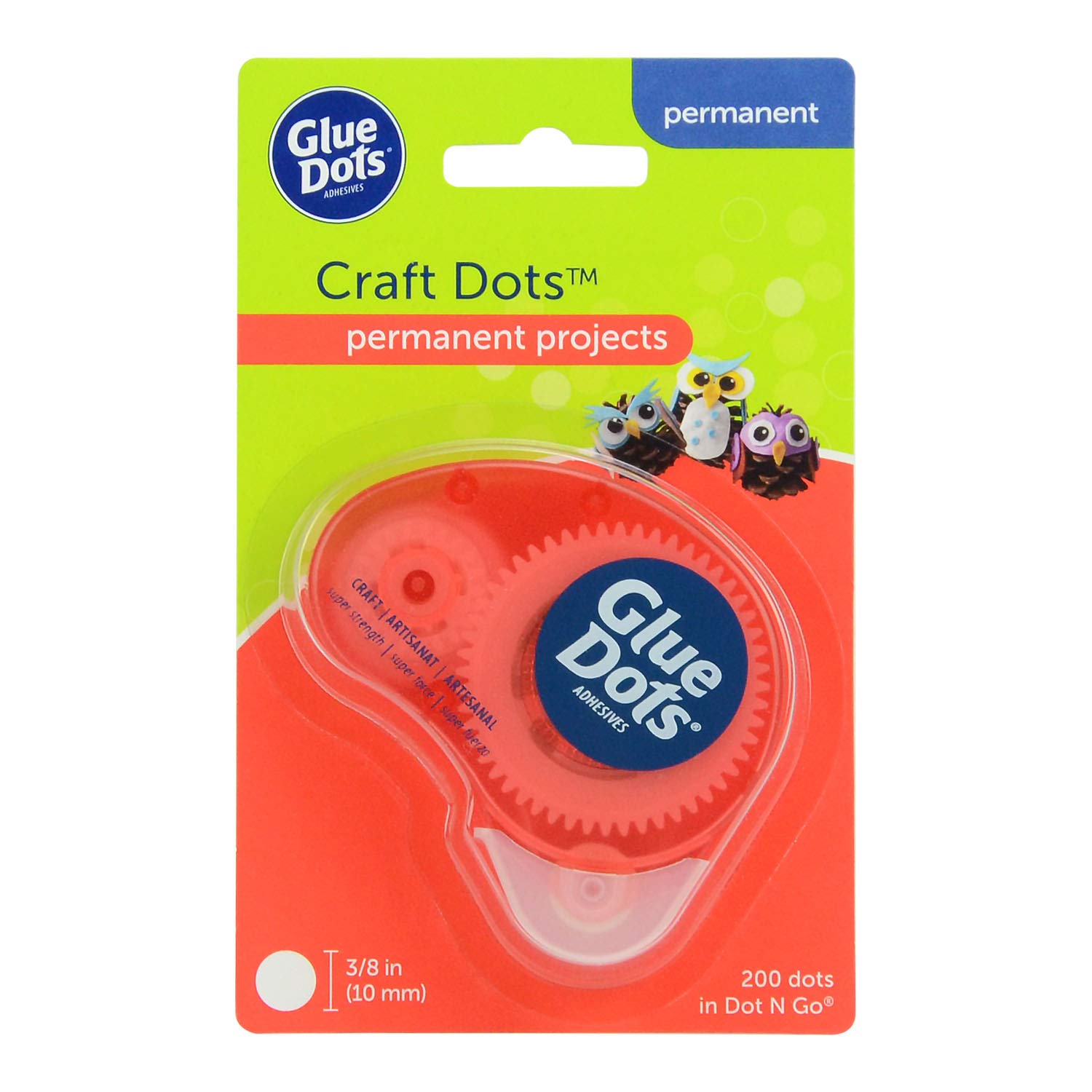 Glue DotsCraft Dots Dot N' Go Dispenser, Double-Sided, 3/8", .38 Inch, 200 Dots, DIY Craft Glue Tape, Sticky Adhesive Glue Points, Liquid Hot Glue Alternative, Clear