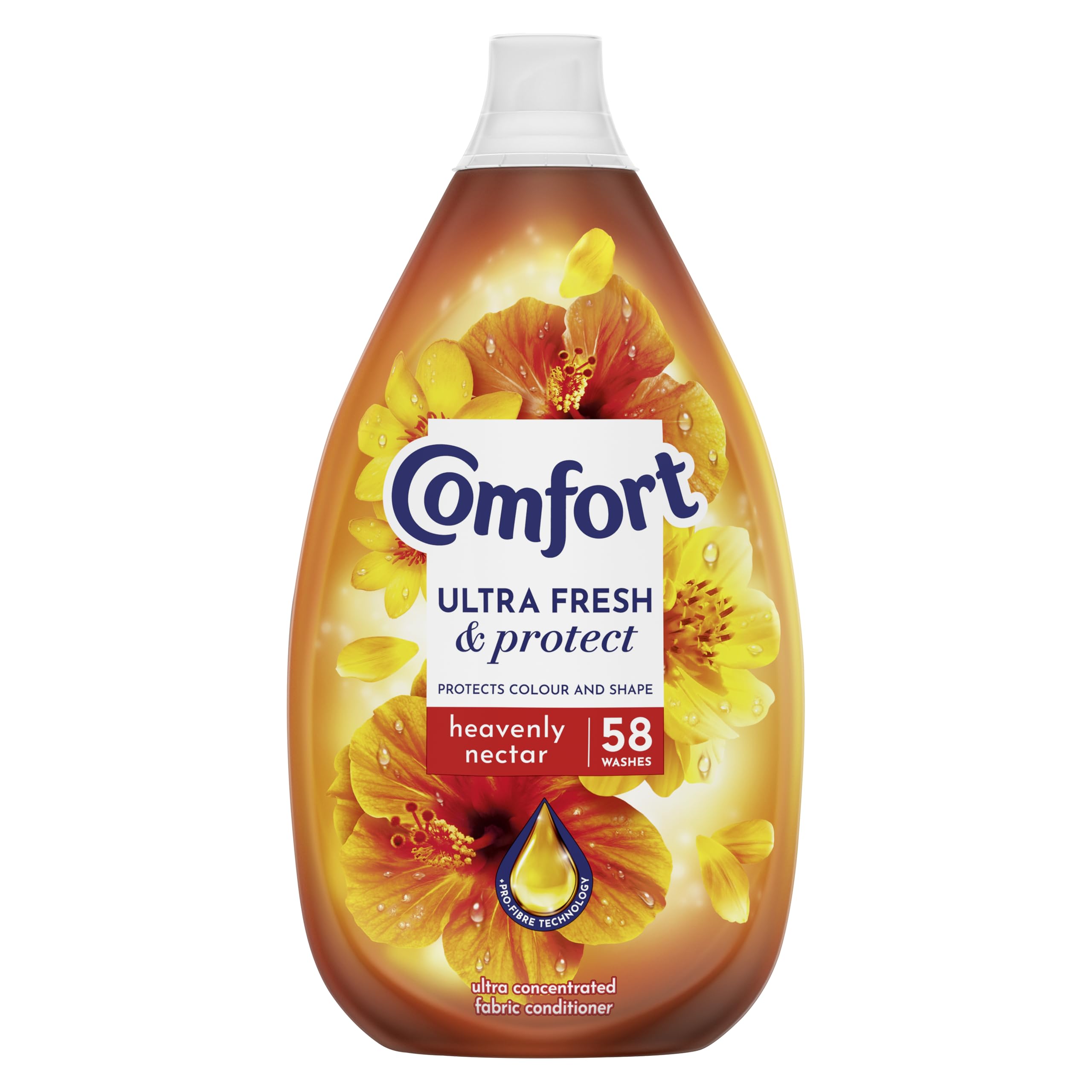 Comfort Ultra Fresh & Protect Heavenly Nectar Fabric Conditioner with Pro-Fibre Technology Protects Colour and Shape 58 washes (870 ml)