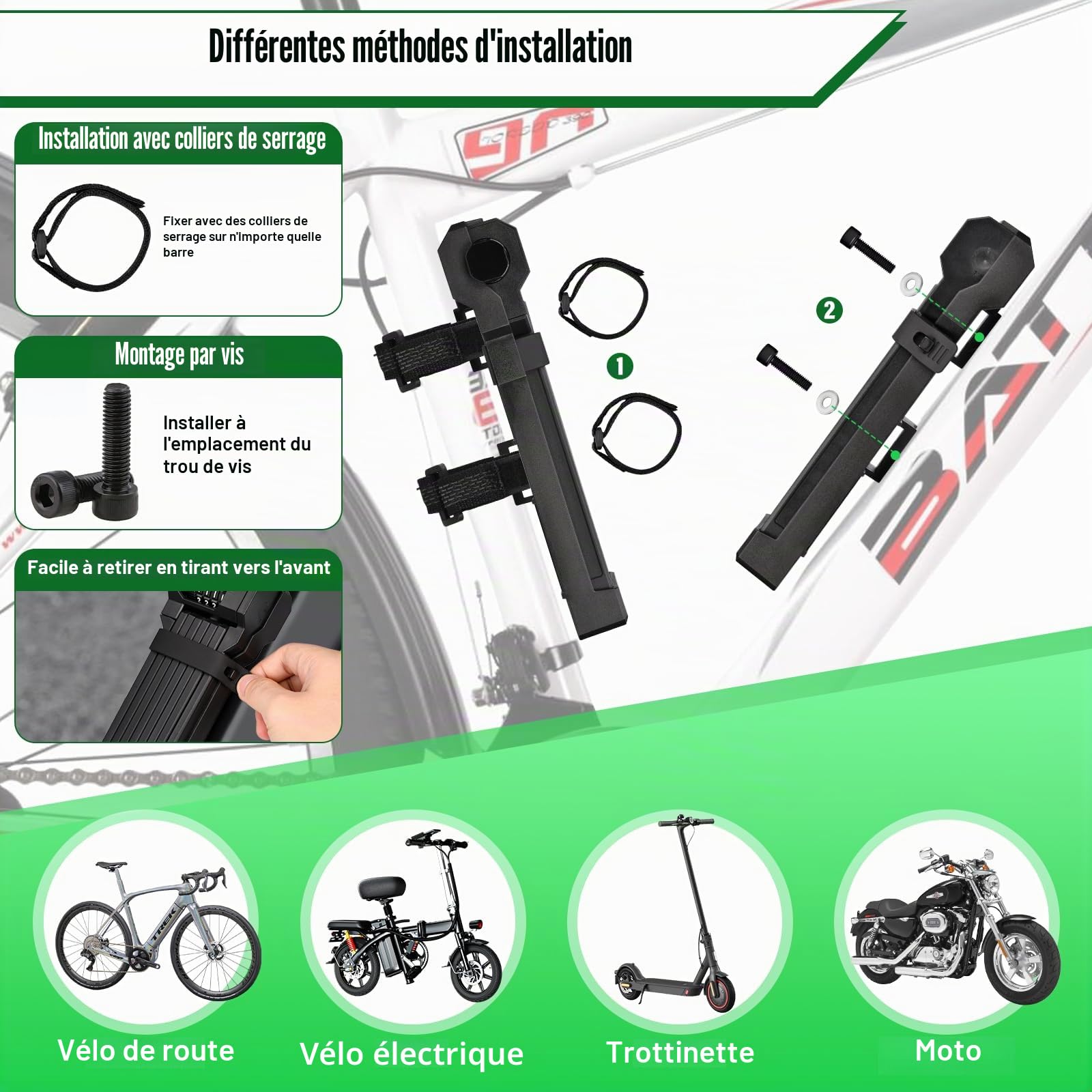Antivol vélo pliable de 120 cm - Antivol numérique pour vélos électriques et VTT - Niveau de sécurité 7 - Noir