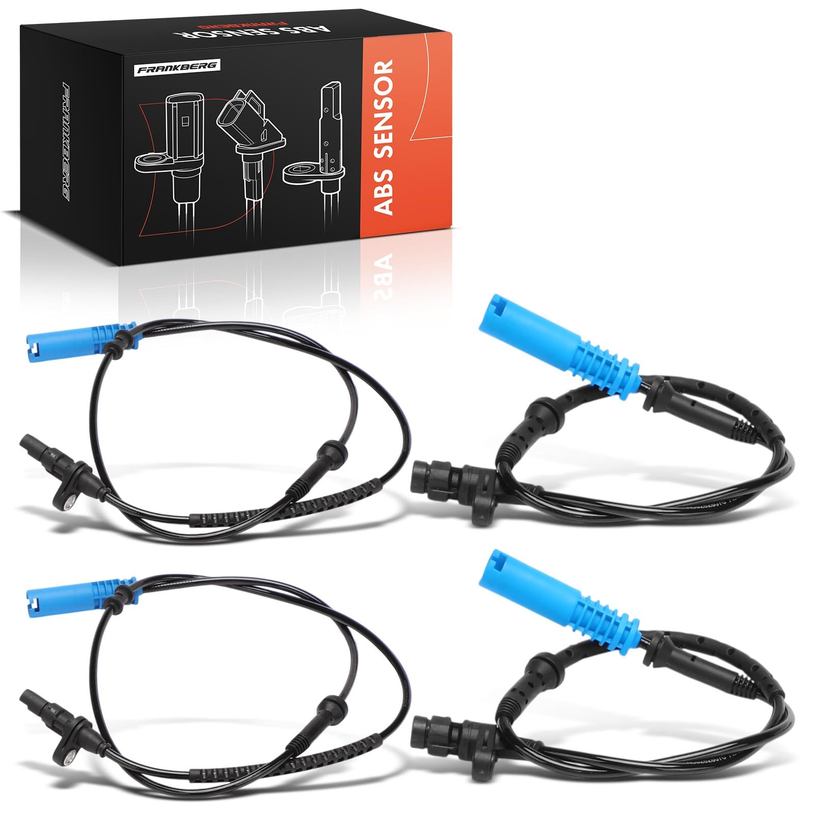 Frankberg 4x Sensor de velocidad de ruedas Sensor ABS 2 Polos Compatible con Serie 7 E38 725tds 728i iL 730d 740i iL 740d 750i iL 1998-2001 Replace# 34526756373,34521165532