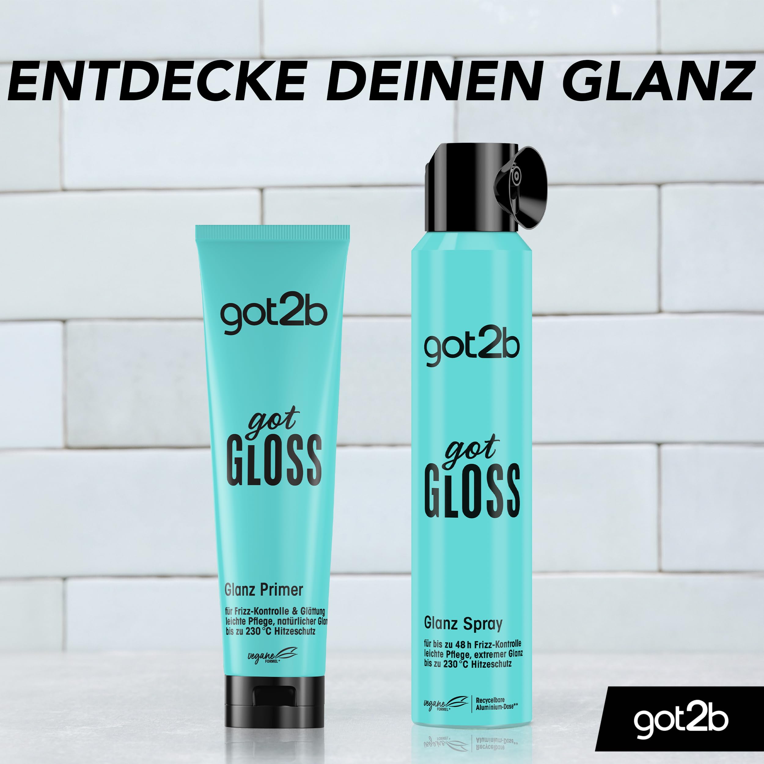 got2b GotGloss spray błyszczący (200 ml), spray do włosów zapewnia kontrolę puszenia się włosów do 48 godzin i najwyższy połysk, spray do stylizacji włosów chroni włosy przed temperaturami do 230°C