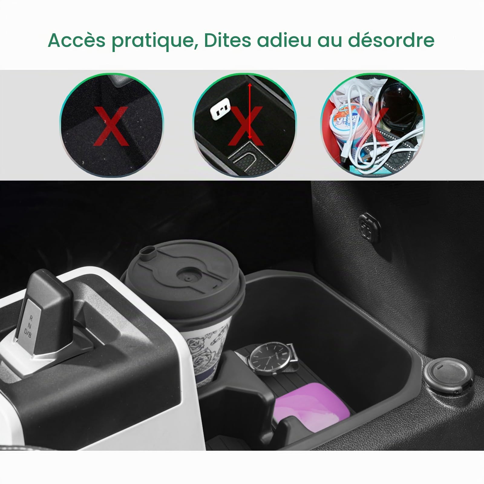 [Facelift 2025] GAFAT Nouveau Dacia Spring Electric EV 2025 2026 Boîte de Rangement Centrale, Dacia Spring 2025 Organiseur Inférieur de Console Centrale, avec 2 Porte-Gobelet, Dacia Spring Accessoires