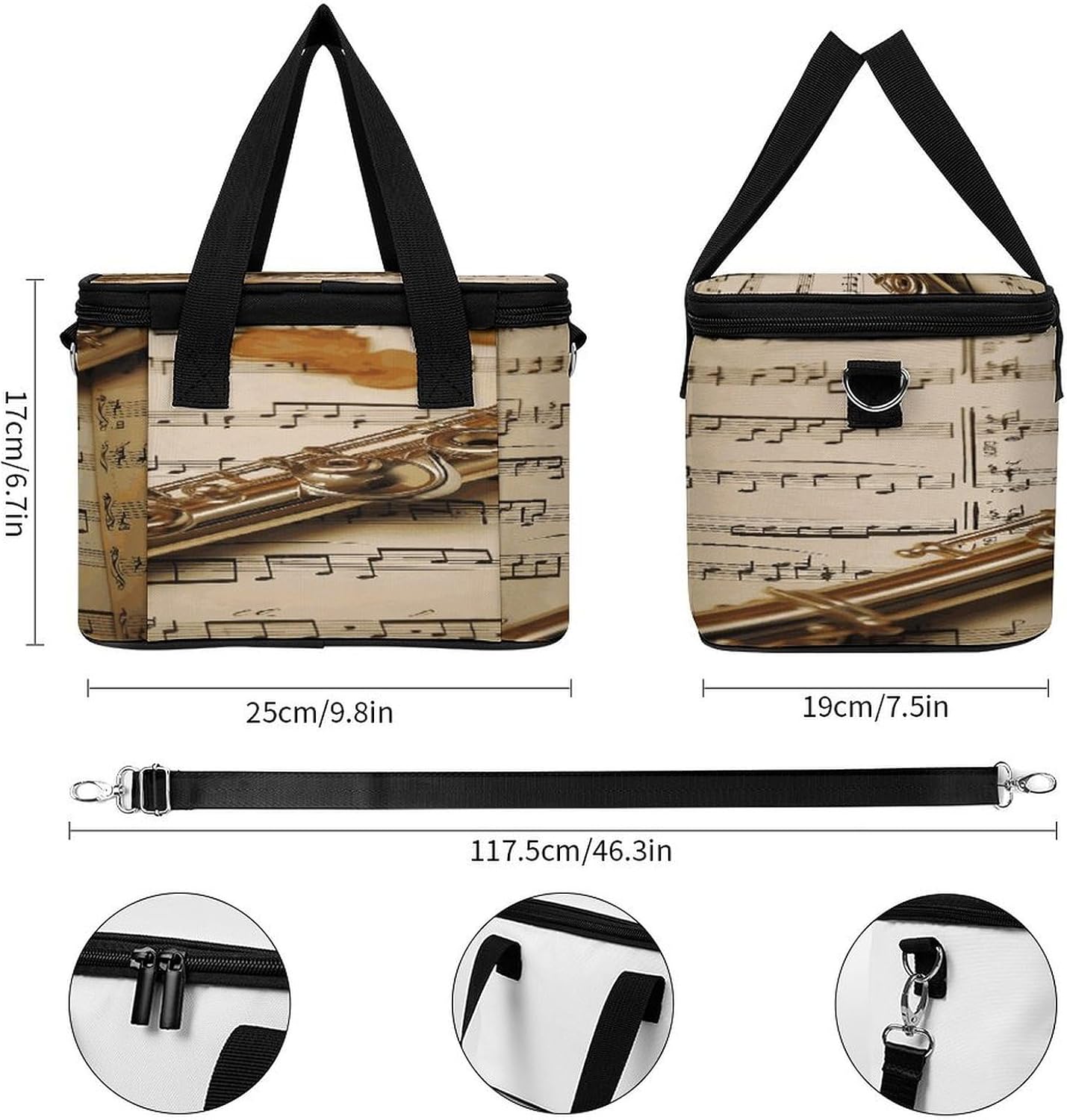 Flute Music Insulated Bag Cooler Tote Lunch Box image 2