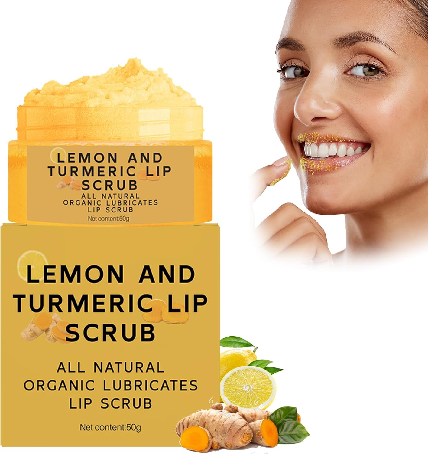 Lip Care Kit, Turmeric Lemon Lip Scrub for Dark Lips, Peeling and Moisturizing Cream for Dry Cracked Lips Lip Care Kit, Turmeric Lemon Lip Scrub for Dark Lips, Peeling and Moisturizing Cream for Dry Cracked Lips