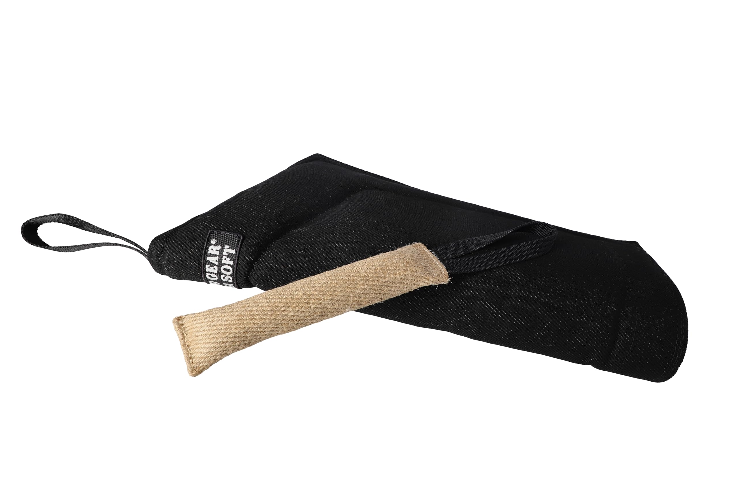 DINGO GEAR Set: Extra Soft Nylcot Bite Sleeve with Jute Tug Toy, Bite Training Tools for IGP Dog Sports Services, Level 2 Intermediate - Black & Ecru (S10047)