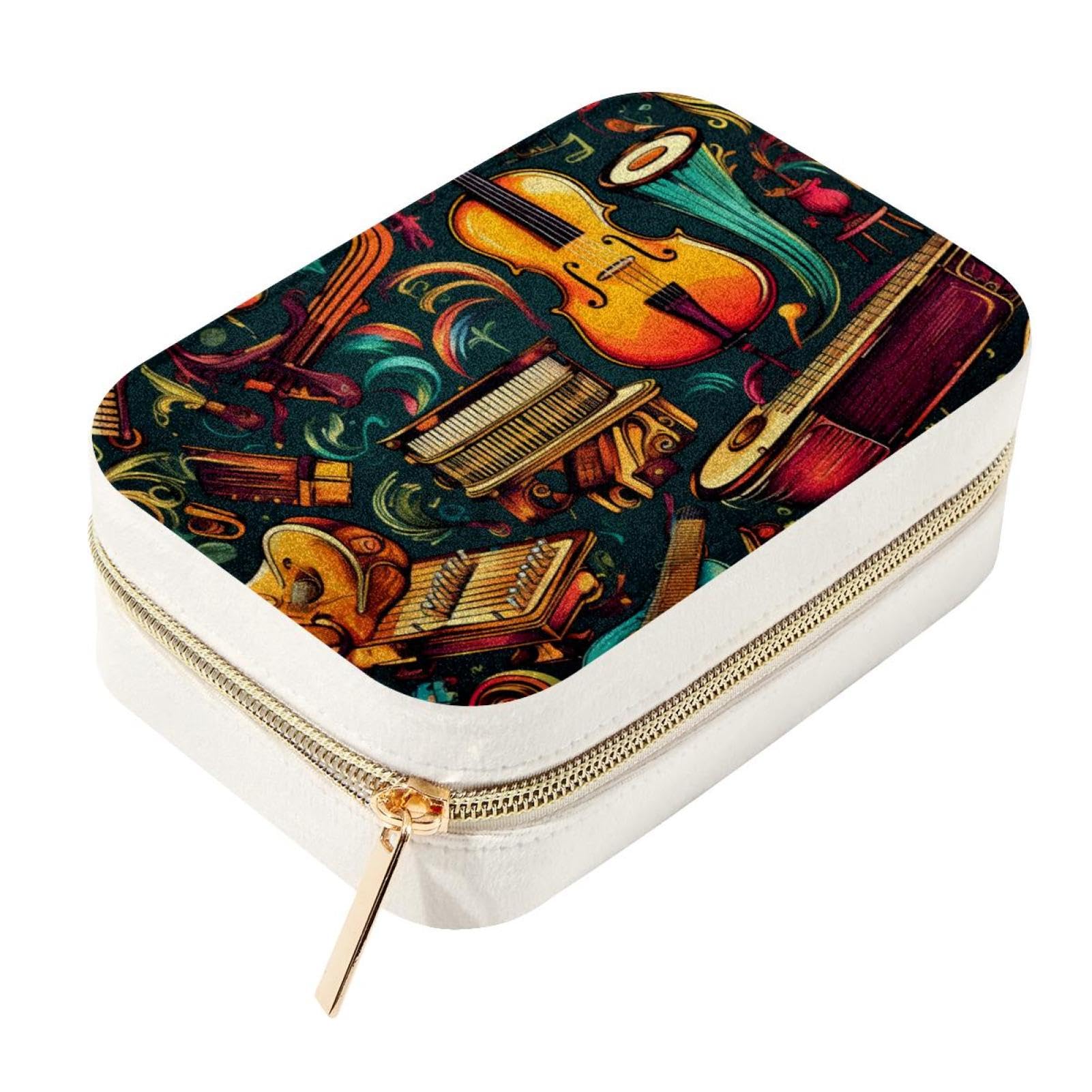 Boîte à bijoux de voyage musique zippée avec compartiments amovibles