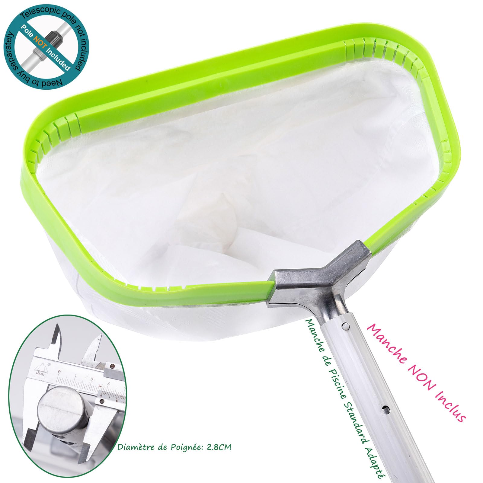 Épuisette de Piscine en Maille Ultra Fine pour Ramasser Pollens Petites Impuretés Grasse, Filet de Piscine avec Cadre Renforcé en Aluminium, Pool Rake Skimmer Net