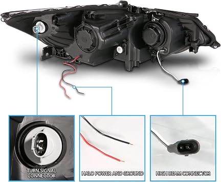 AmeriLite for 2009-2014 Acura TSX [HID Type] Xtreme LED Halo Rings Projector Black Headlights Set - Driver and Passenger Side