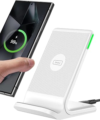 Caricatore Wireless per iPhone, INIU 15W Stazione di Ricarica Wireless con Luce adattiv Supporto Telefono per iPhone 17 16 15 14 13 12 11 Pro Max Samsung Galaxy Google Pixel etc, Bianco