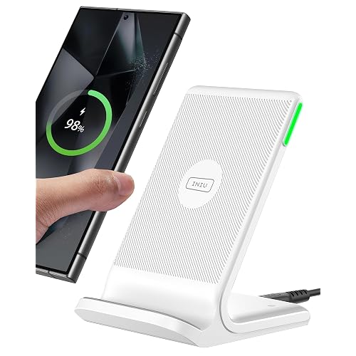 INIU Caricatore Wireless 15W con Luce Adattiva, Bianco