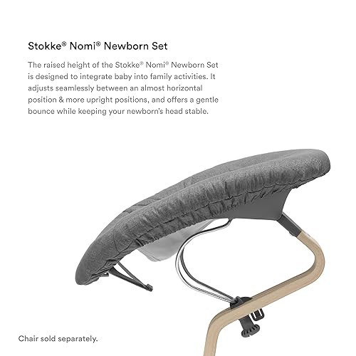 Miniatura 3 de Stokke Nomi - Juego para recién nacido, grisrosa gris, incluye arnés de seguridad de 5 puntos y juego de textiles reversibles, lavables, se adapta a