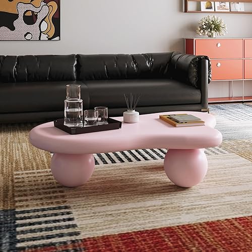 Miniatura 5 de Mesa de centro moderna para sala de estar, 47 pulgadas, única y bonita, mesa de centro minimalista irregular con patas resistentes para dormitorio,
