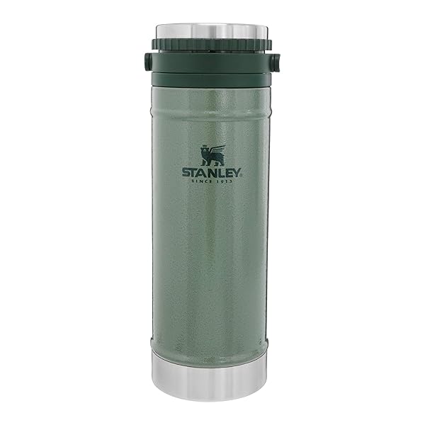 Stanley Travel Mug with Integrated French Press 16 oz | 5 Minute Brew, 4 Hours Hot,Leakproof Lid | Mesh Filter for Coffee Grounds | Insulated Stainless Steel Coffee Maker | BPA-Free | Hammertone Green