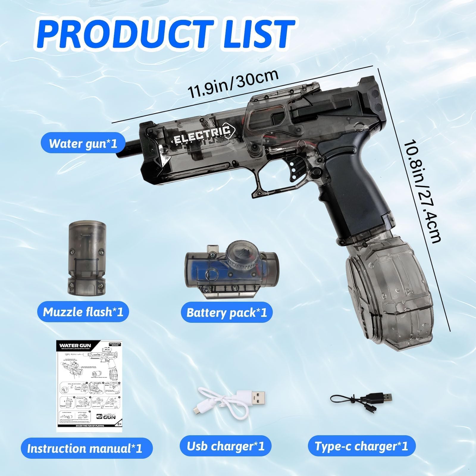 KutaKuta Electric Water Gun, Large Capacity High Powered Squirt Electric Water Pistols, Range 20FT - Image 2