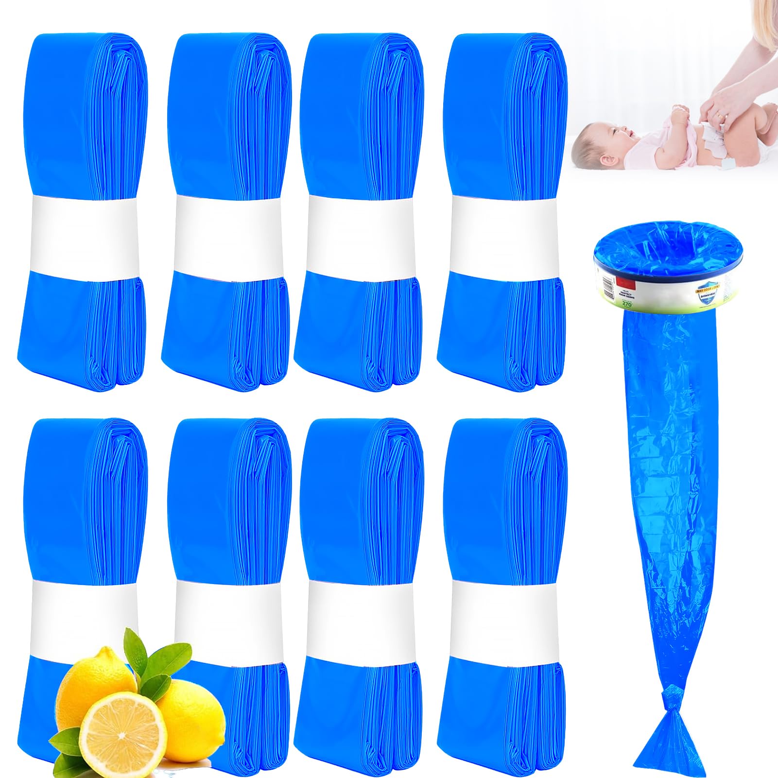 Ricarica Mangiapannolini 10 Pezzi Sacchetti 7 Strati Protettivi Compatibili Tommee Tippee Twist & Click Litter Locker II Blu