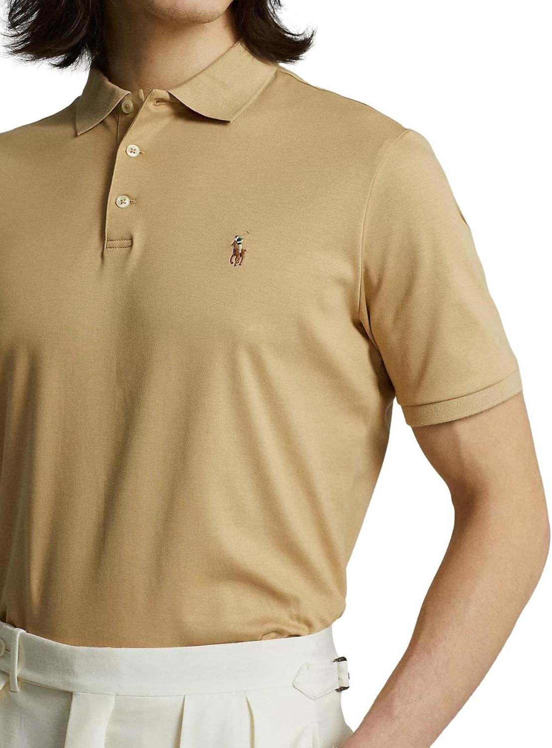 Polo Ralph Lauren Mens Medium Fit Interlock Pony Shirt- KhakiSigPny, L - Image 3