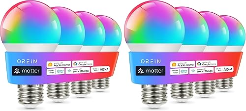 Miniatura 15 de OREiN Matter - Bombilla inteligente, bombillas inteligentes con control remoto que funcionan con Apple Home, Alexa, Google Home, SmartThings,
