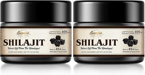 Shilajit - Resina de Shilajit orgánica pura del Himalaya  600 mg de resina de Shilajit orgánica natural de máxima potencia con más de 85 minerales