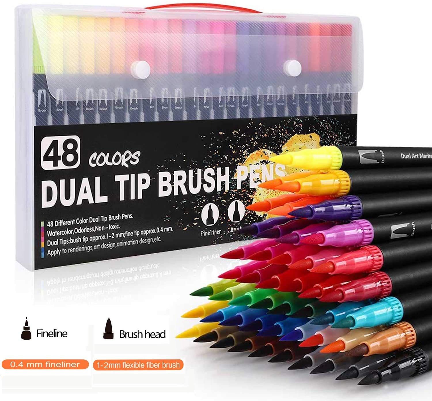 Amazon.co.jp: カラーペン48色セットカラー筆ペン水彩ペン のアート
