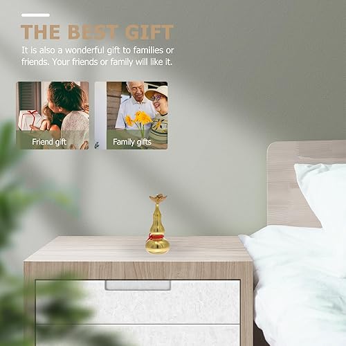 Miniatura 3 de PRETYZOOM Cucurbit de cobre Wu Lou Hu Lu - Estatua de calabaza de cobre dorado, Calabash Fengshui, figura de la suerte y el tesoro, coleccionable