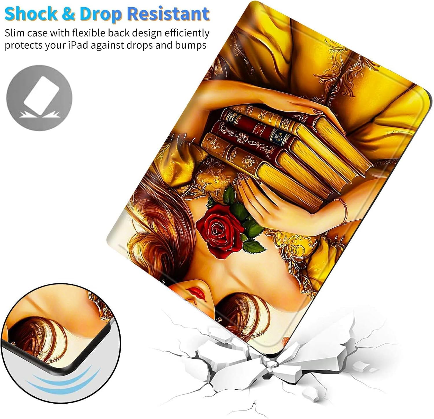 for iPad (A16) 11th Generation 11 Inch 2025/iPad 10th Generation 10.9 Inch 2022 Tablet Case, Slim Kickstand Stand Leather Smart Cover with Auto Wake/Sleep, Yellow Book Rose