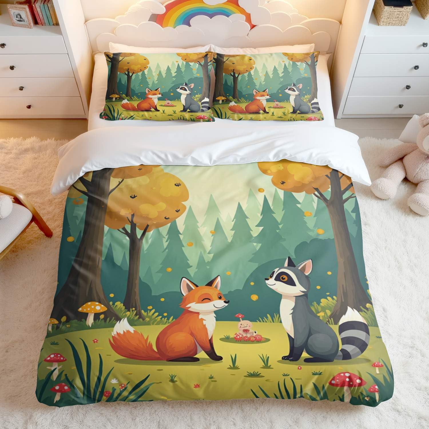 Housse de couette enfant motif renard pour créer un cocon douillet et poétique la nuit