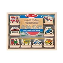 Melissa & Doug Timbri per Bambini – Set Stampi Veicoli in Legno, Lavoretti Creativi, Inchiostro Lavabile, Regalo per Feste, per Bambini, 3+ Anni