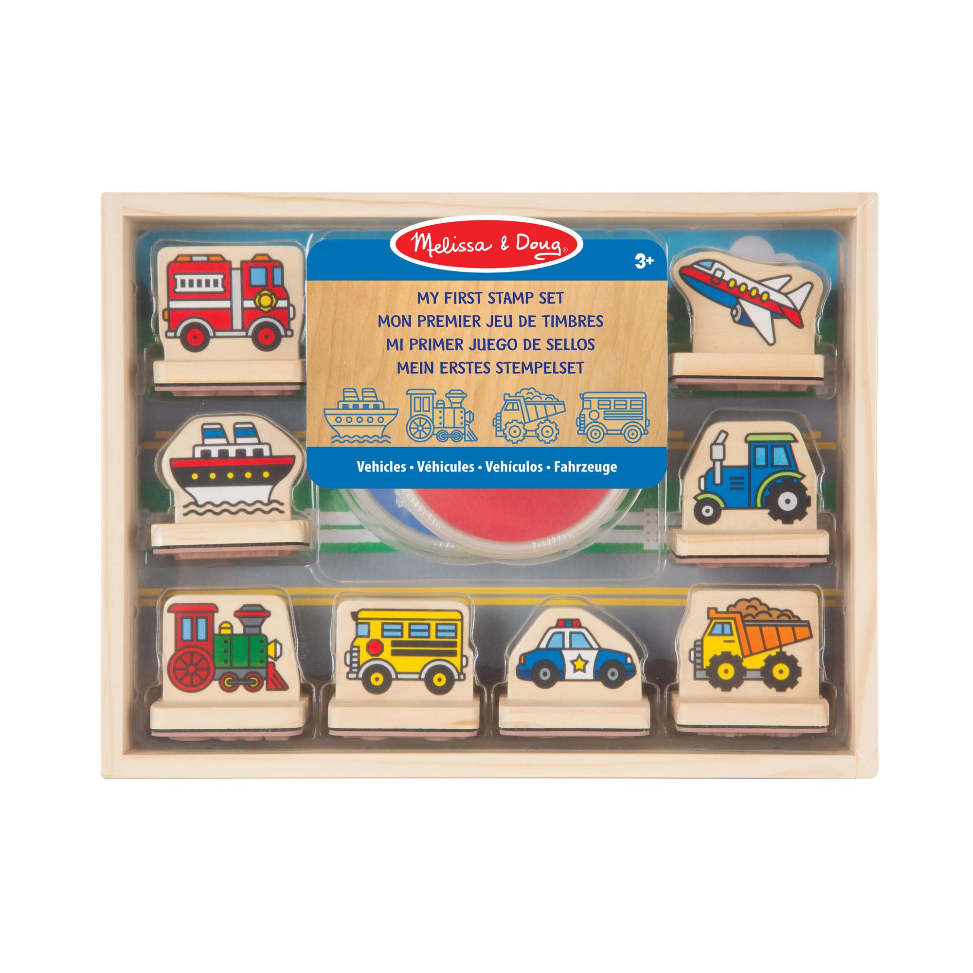 Melissa & Doug 12391 My First Wooden Stamp Set - Vehicles | Arts & Crafts | Stamp Sets & Stencils | 4+ | Gift for Boy or Girl, Multicolor, 27.94 cm*4.572 cm*21.082 cm