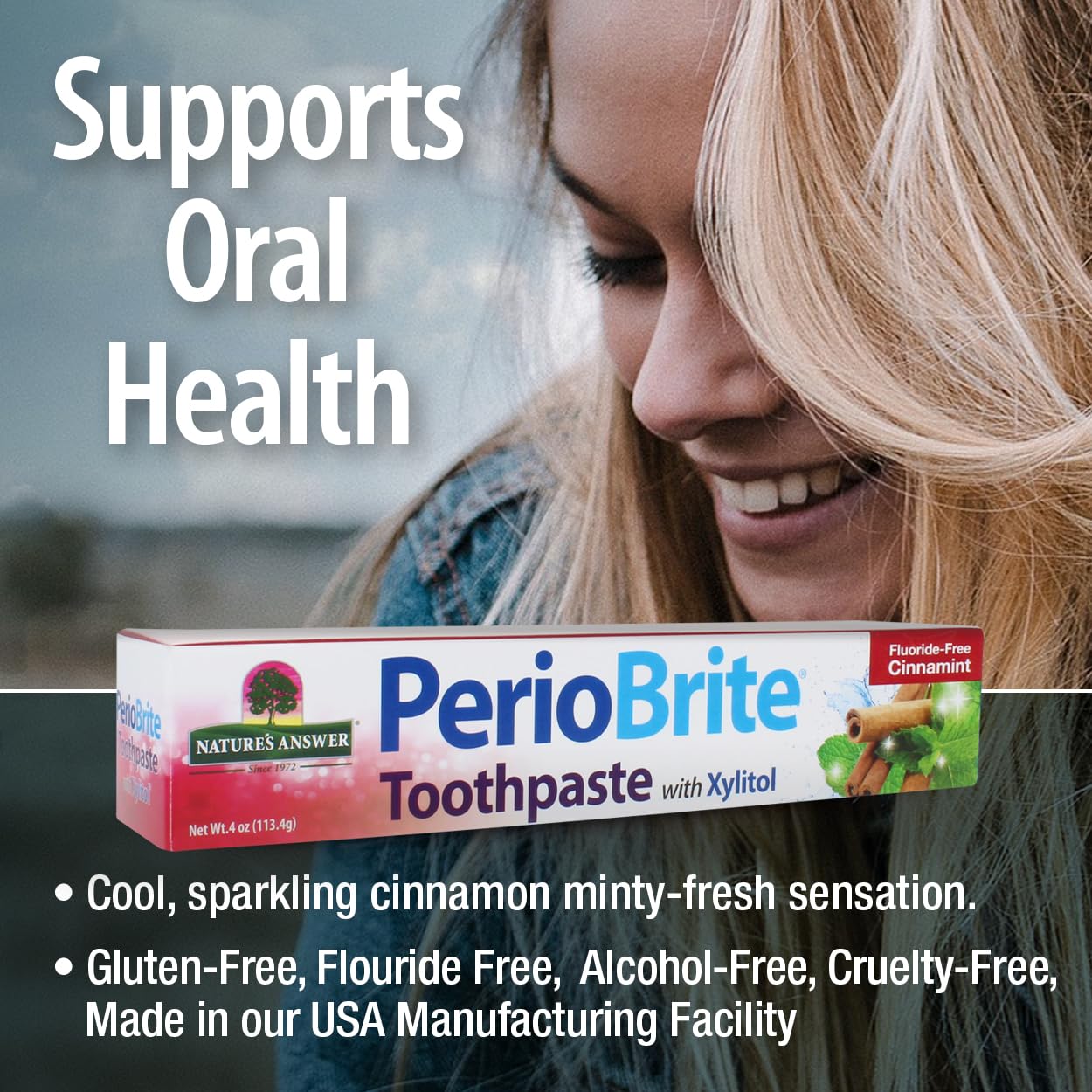 Nature's Answer Periobrite Natural Toothpaste, Cinamint, 4 Ounce, 3 Count
