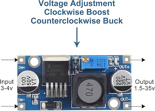 Miniatura 4 de Paquete de 10 convertidores LM2596 DC-DC, regulador de voltaje ajustable de 3-40 V a 1.5-35 V, fuente de alimentación de alta eficiencia, módulo