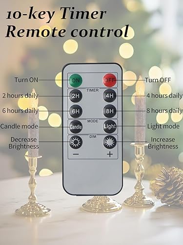 Miniatura 3 de Velas primitivas de cera real de 6.5 pulgadas, sumergidas a mano, rústicas, sin llama, con temporizador remoto para cocina vintage del hogar, sala