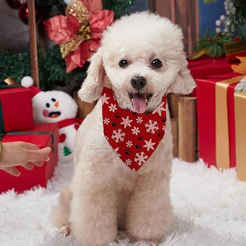 Miniatura 5 de Paquete de 2 bandanas de Navidad para perros, árboles de Navidad rojos+bufandas de perro con patas de nieve para niños y niñas, bufandas para