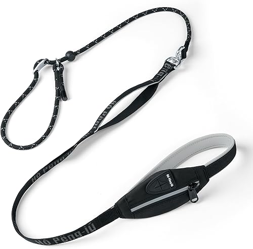 Miniatura 23 de Correa básica para perro, correa de entrenamiento resistente sin tirones con antienredos, asas de tráfico acolchadas dobles ajustables de 5 a 5.6