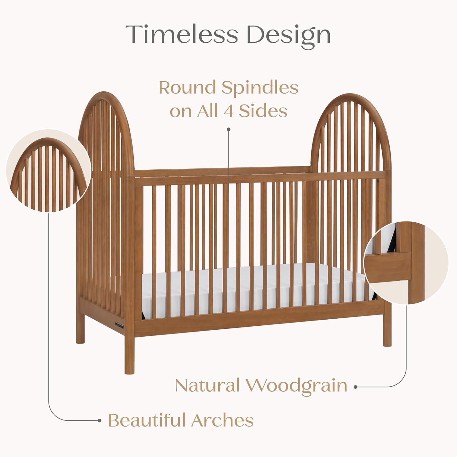 Delta Children Cannon 4-in-1 Convertible Crib - Converts from Baby Crib to Toddler Bed, Daybed and Sofa Bed, Fits Standard Full-Size Crib Mattress, Chestnut