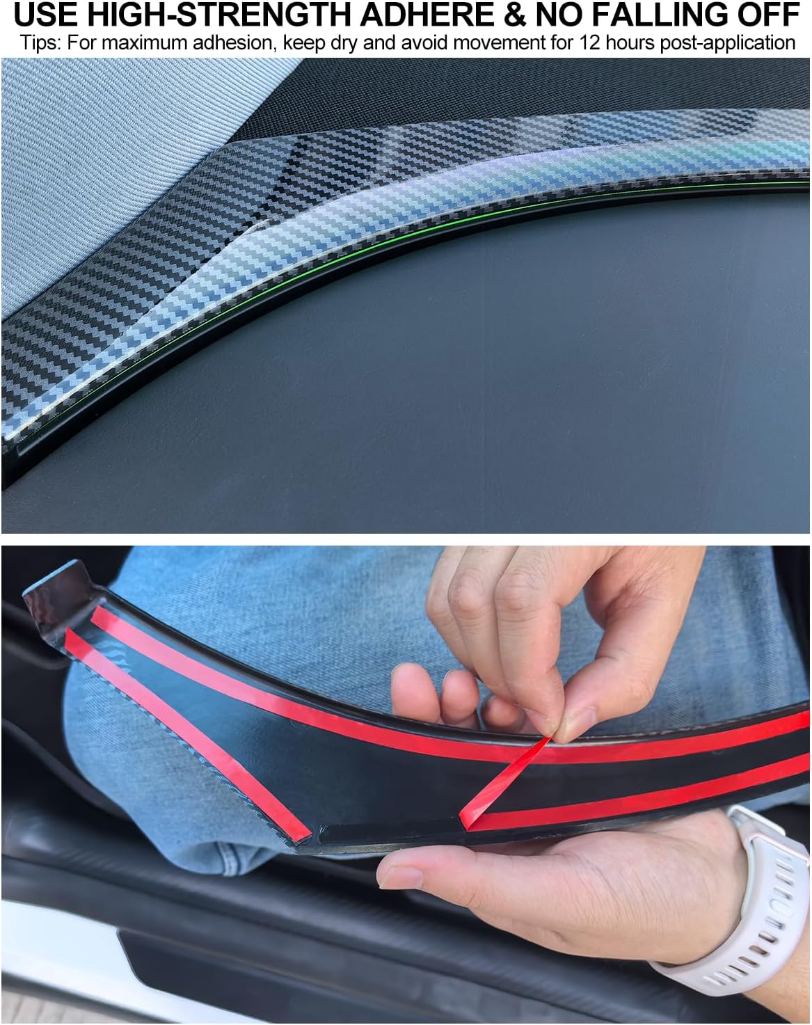 for Tesla Dashboard Ambient Light Strip Trim Cover Model Y Juniper 2025 2026 Carbon Fiber Texture Glossy Finish Panel Trim Cover Model Y Accessories Front Ambient Light Condition Vent Cover