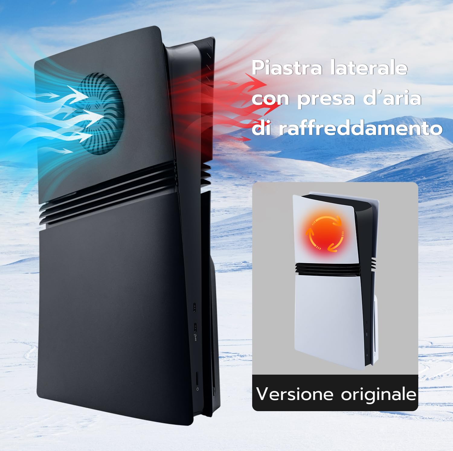 Mcbazel Pannello di Sostituzione per Cover Laterale con Ventilazione di Raffreddamento e Filtro per Polvere per la Console PS5 Pro Disc Edition - Nero (Non compatibile con PS5/Slim)