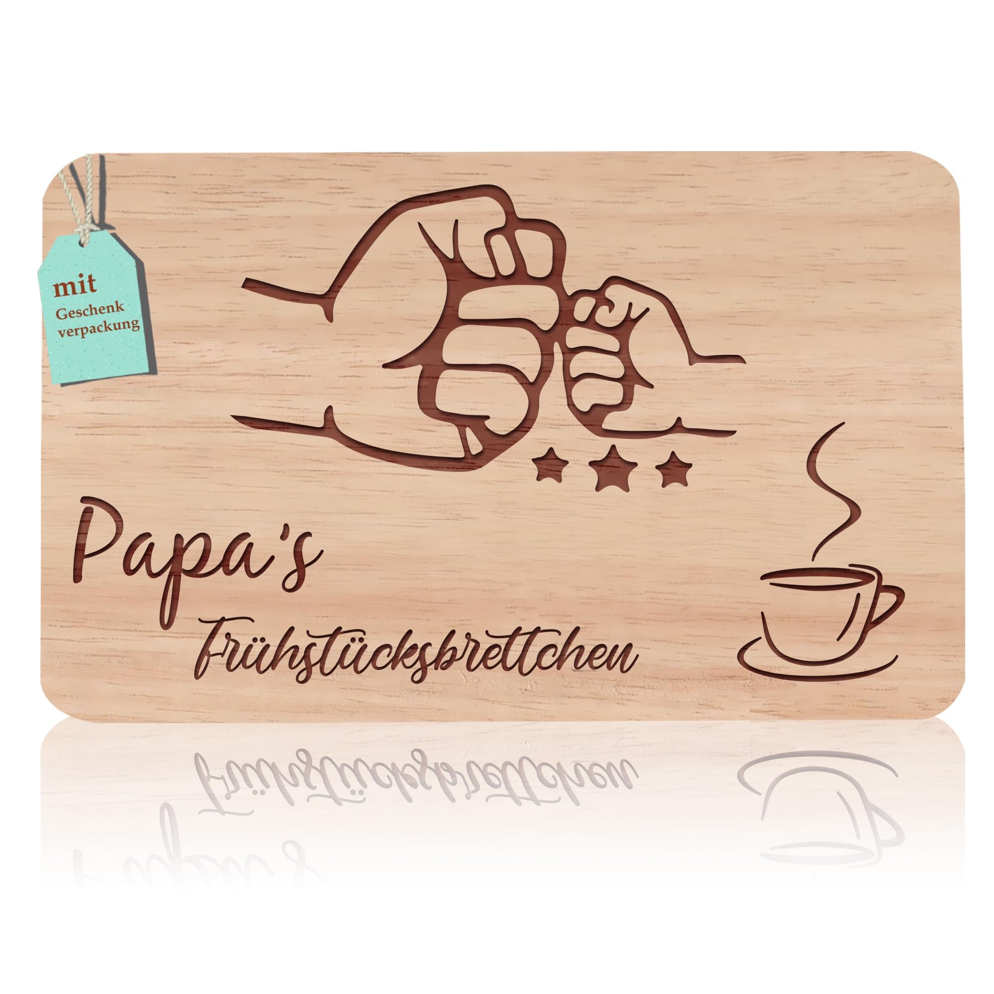 Frühstücksbrettchen papa geschenke | Brotzeitbrett mit Gravur “PAPA'S FRÜHSTÜCKSBRETTCHEN” | Vater Geschenke Buchenholz | Geschenkidee ideal für Vatertag Geburtstags Weihnachten
