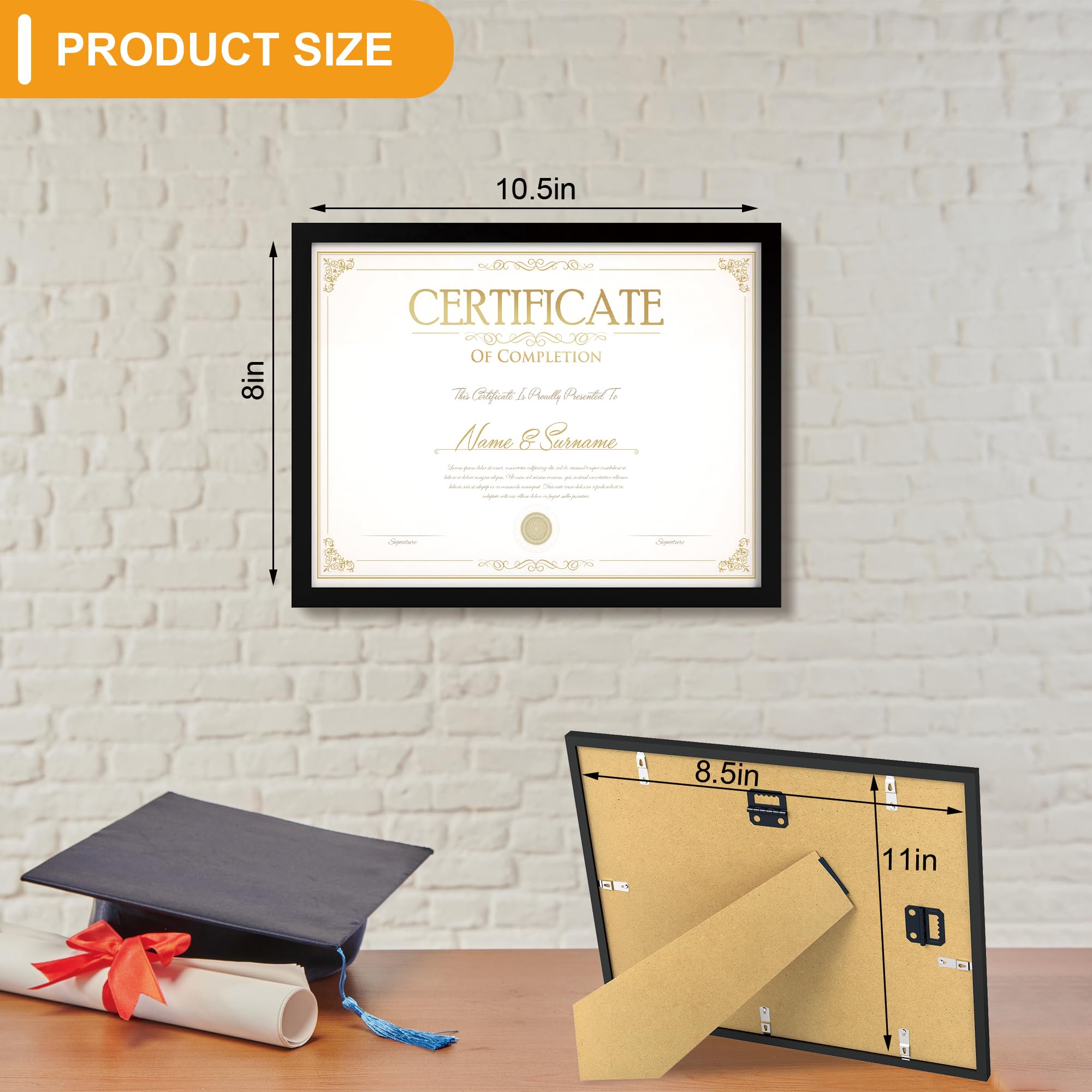 THKRLOF 8.5x11 Picture Frame Certificate Frame 16 Pack, 8.5 by 11 Bulk Multi Document Certificate Diploma Award Frames for Wall Hanging or Tabletop Display, Black