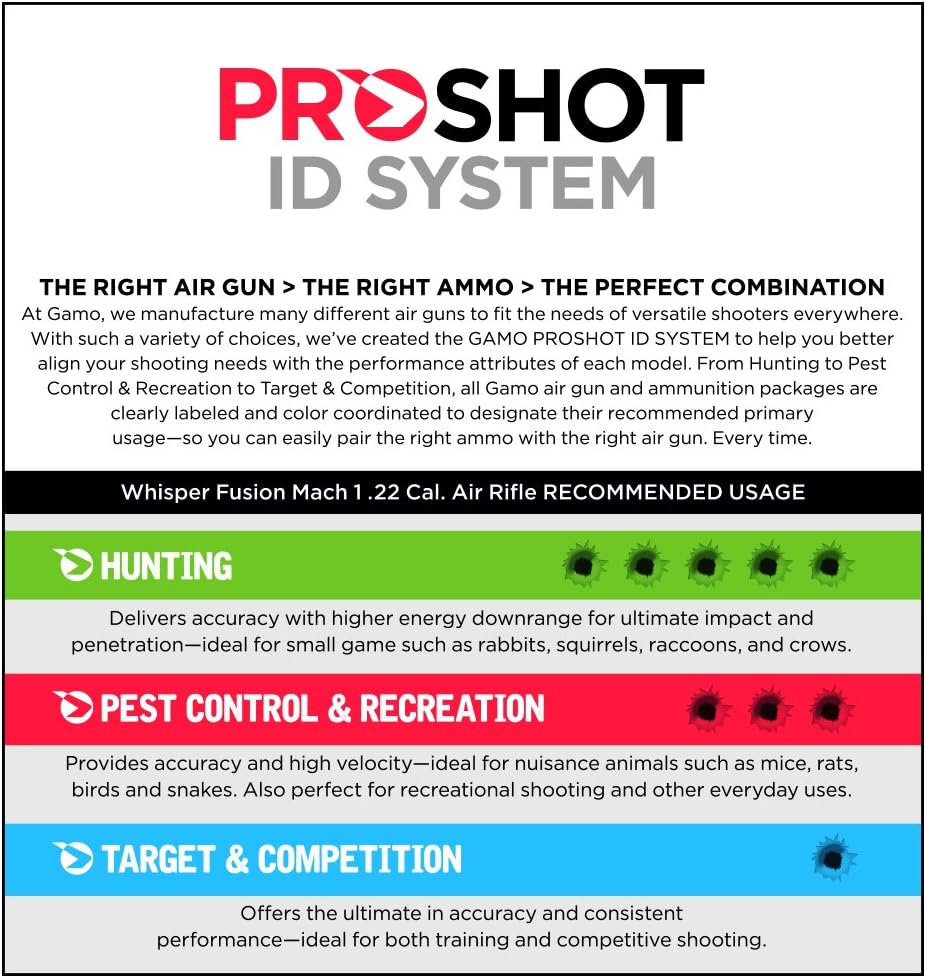 Gamo 611006325554 Whisper Fusion Mach 1 Air Rifle .22 Cal : Sports & Outdoors