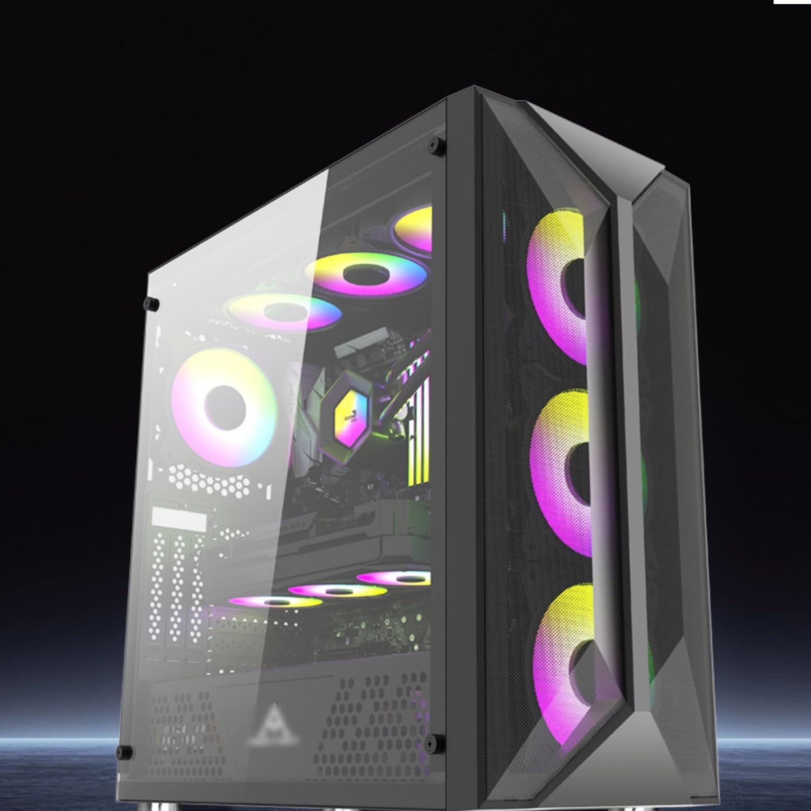 Amazon.co.jp: コンピュータケース、ブラックゲームケース、強化ガラス