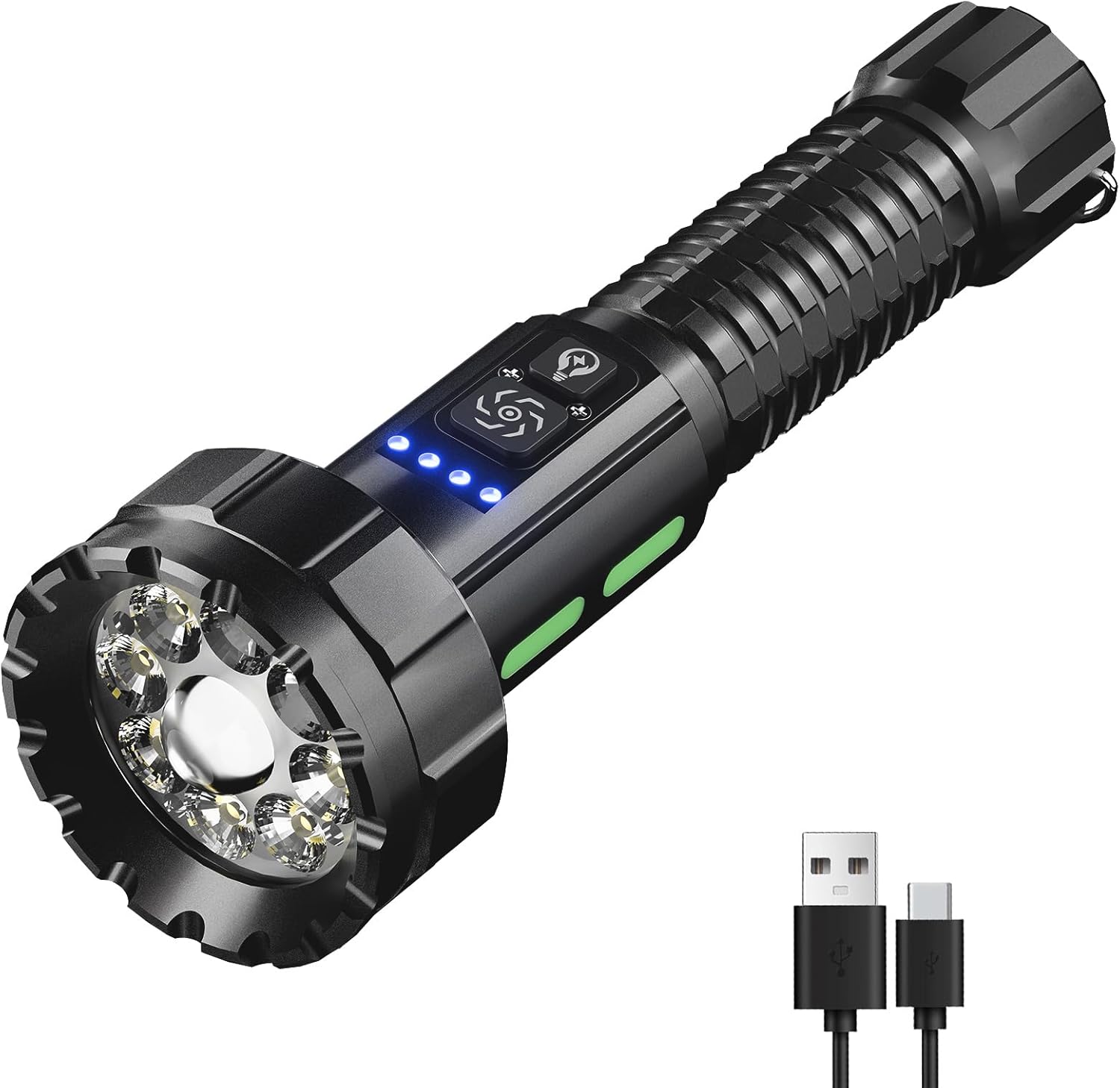 Flashlight High Lumen Rechargeable, Super Bright LED Tactical Flashlights with COB Camping Light, 11 Modes Waterproof Bidirectional Lighting Powerful Flash Light for Emergency Home Hiking (11 Modes)