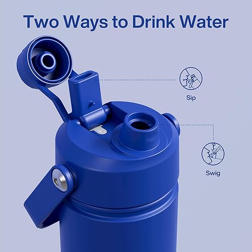 Miniatura 307 de ENCOOL Botella de agua aislada con popote, de acero inoxidable, a prueba de fugas, sin BPA, al vacío de doble pared que se mantiene fría durante 24