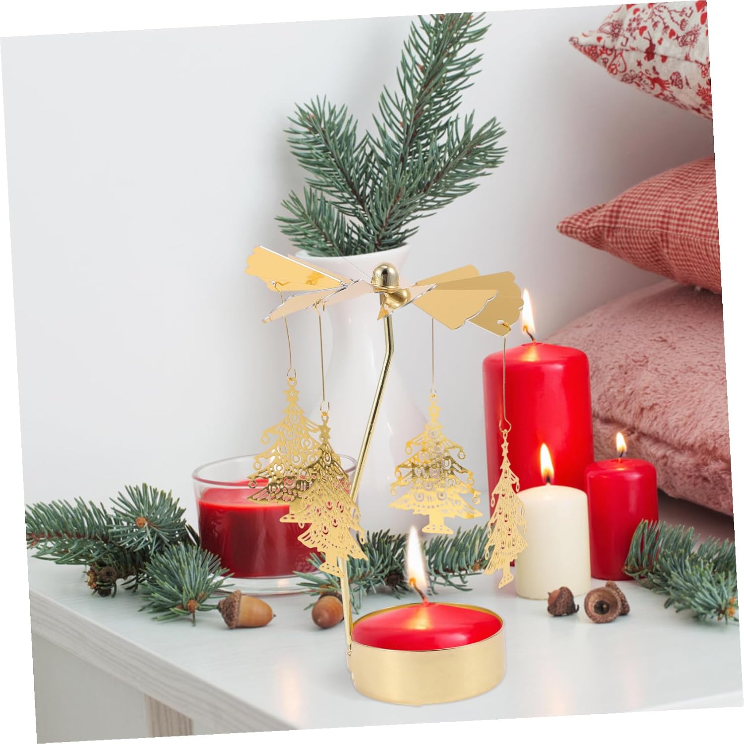 Garneck 1pc Rotatable Iron Candle Holder for Tabletop Decoration Delicate Candlestick for Weddings and Festivals Creates Glamorous Atmosphere for Christmas and Parties