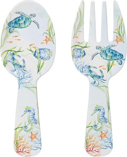 UP ware - Juego de 2 utensilios de melamina de melamina para servir ensalada de 2 piezas, incluye cuchara para ensalada y tenedor de ensalada