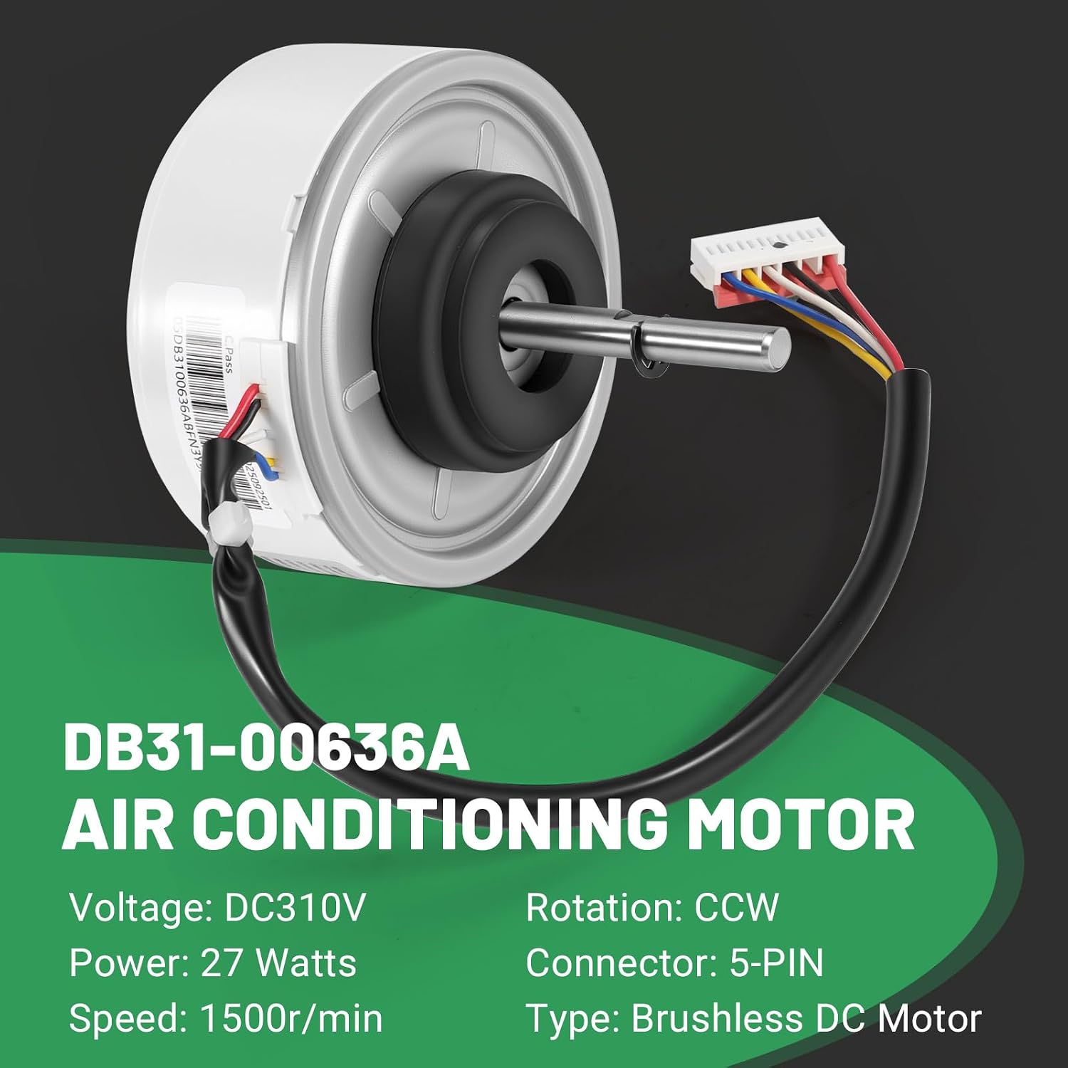 DB31-00636A Air Conditioner Fan Motor Compatible with Samsung, Replacement for RD-310-25-8A(AL) SIC-41CVJ-F127-2, DC310V 27W Brushless Indoor Motor